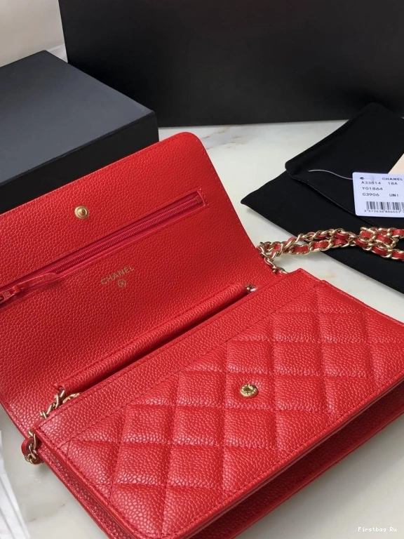 First Bag Ru CAVIAR WITH WALLET CHANEL HARDWARE CHAIN GOLD 0819